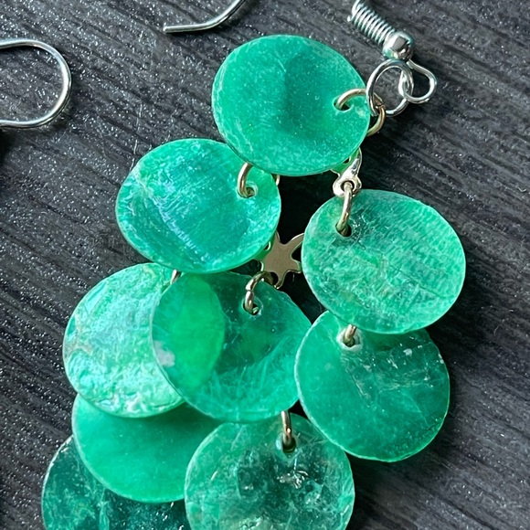 Teal shell earrings - Picture 2 of 2